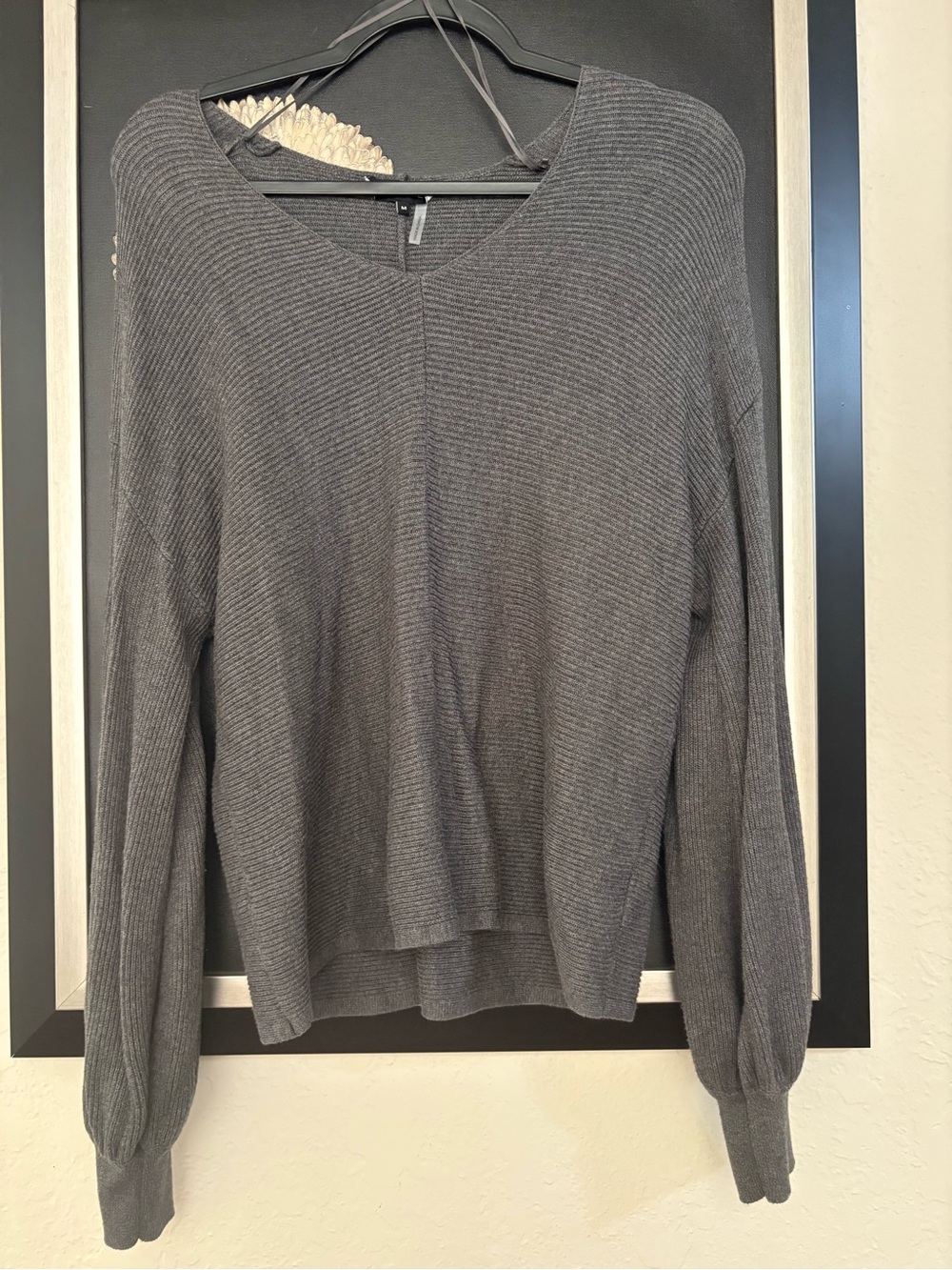 1. State Charcoal Gray Ribbed Scoop Neck Sweater